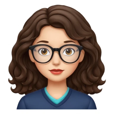 Brunette girl with wavy hair and glasses sticker