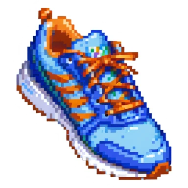 blue running shoe pointing right with 3D effect sticker