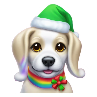 Lisa frank Christmas dog with Santa hat sticker