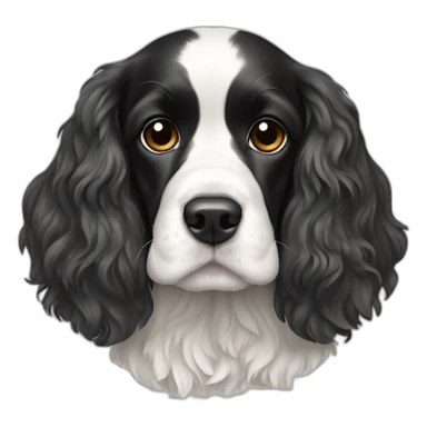 cocker spaniel black white thin white line head sticker