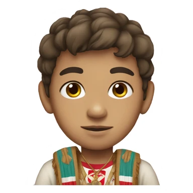 Peruvian boy wearing a Peruvian flag, white skin sticker