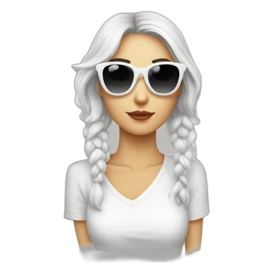 mujer piel blanca gafas con perro maltés blanco sticker