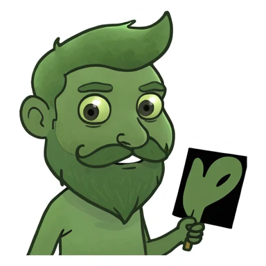 bearded boy holding sign sticker