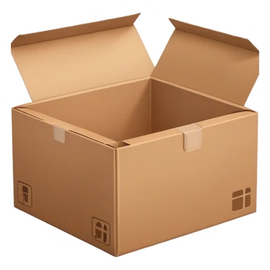 An open brown package box sticker