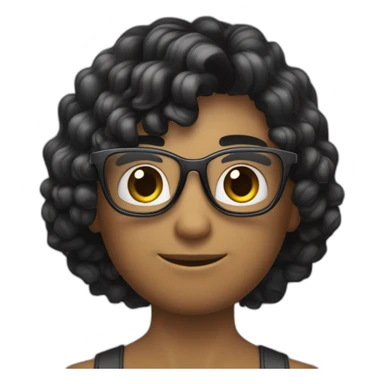 Beau jeune brun cheveux noir bouclé coupe dégradé avec une tortue met de lunette noir et grand de taille et musclé sticker