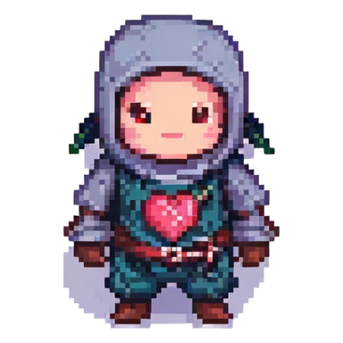 pixel art ninja with heart eyes sticker