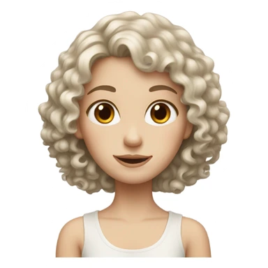 pale girl with brown curly hair sticker
