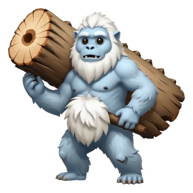 yeti, carrying a big wood sticker