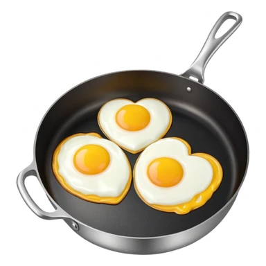 cooking pan with double heart-shaped eggs sticker