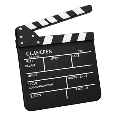 minimalist film clapperboard, simple movie slate with clear black and white design, classic cinema clapper sticker