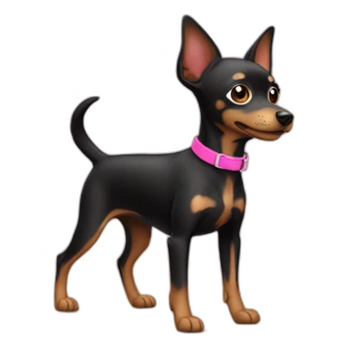 black toy terrier dog with pink collar sticker