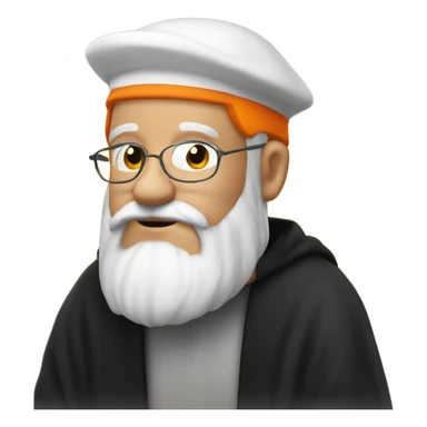 white man with orange beard, black hat orange galses as he praying  sticker
