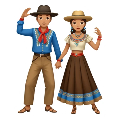 couple dancing malambo, Argentine folk dance, traditional gaucho attire sticker