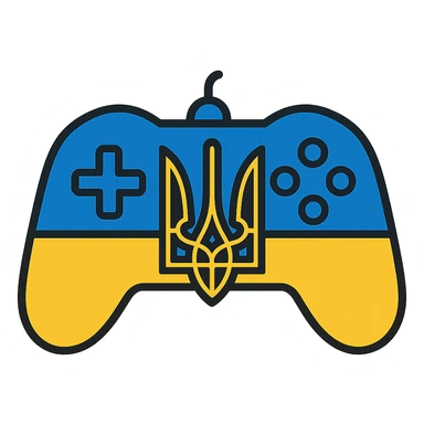 Gamepad with Ukraine's emblem, icon style, blue and yellow colors sticker