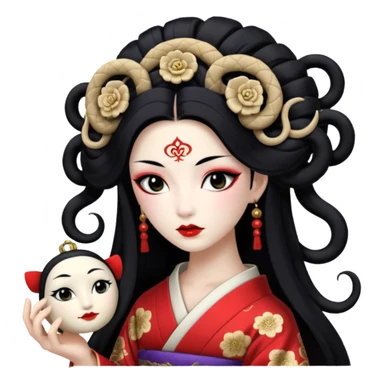 geisha with medusa head  sticker