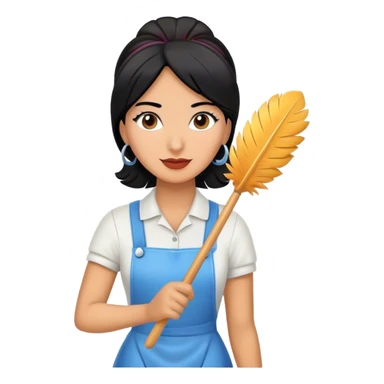 Cleaning lady who is Hispanic with black hair  sticker