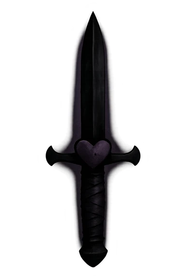 emo-style dagger, black and purple, moody, no background sticker