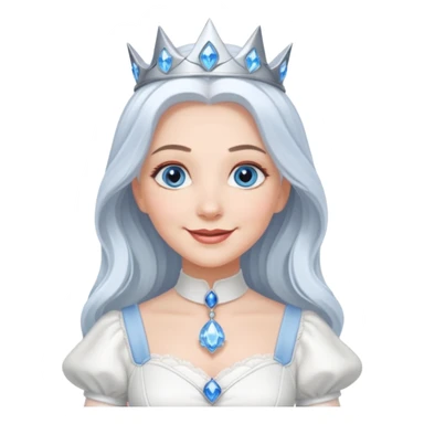 Good Witch of the North from the Wizard of Oz with blue eyes, white long hair, white outfit sticker