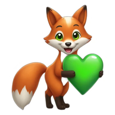 Happy Fox with a green heart in his hand  sticker