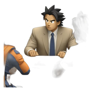 goku in a meeting sticker