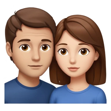 
Man head against woman head looking in their eyes, they both have brown hair sticker