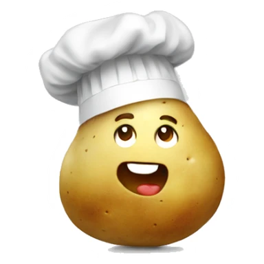 Potato with face and big chef hat sticker