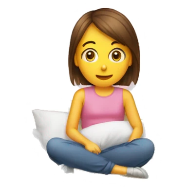 Emoji d'une fille qui se fait taper par des coussins sticker