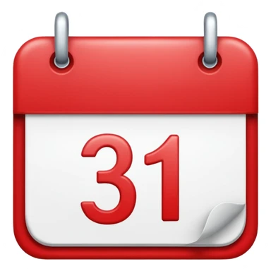 calendar with red top and number 31 sticker