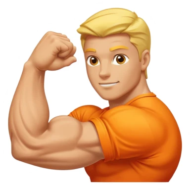 "Create a high-quality, glossy emoji-style illustration of a flexed biceps (💪). Use smooth gradients, rounded shapes, clean vector-style design, soft shadows, and vibrant colors. The result should look like an official modern emoji, crisp and polished." sticker