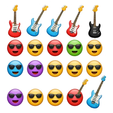several emoticons related to rock music sticker