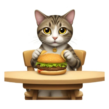 cat eating burger  sticker