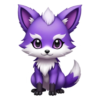  High quality Cute Cool Kawaii edgy Chibi Fur-Sona Purple fur, white belly, white tail-tip, black legs, Fakemon-creature-animal-vernid-hybrid Full Body, facial markings sticker