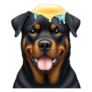 Rottweiler with Shampoo on his head  sticker