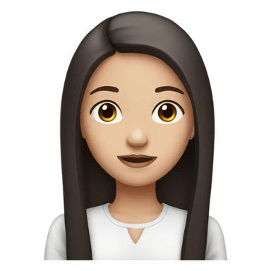 fair skin girl with brown eyes and long straight darkbrown middle part and black top sticker