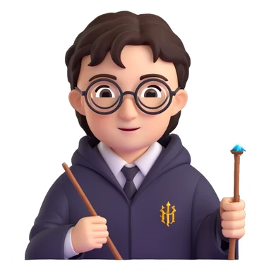 Harry Potter with glasses and wand sticker