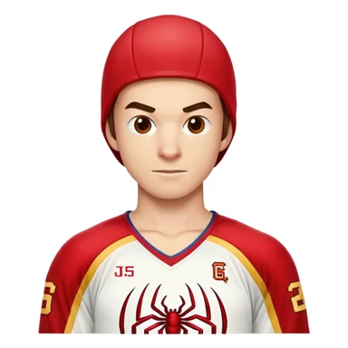 Spider-Man with a university of Denver hockey jersey sticker