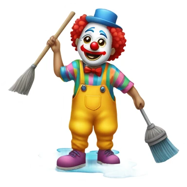 Clown mopping a floor  sticker