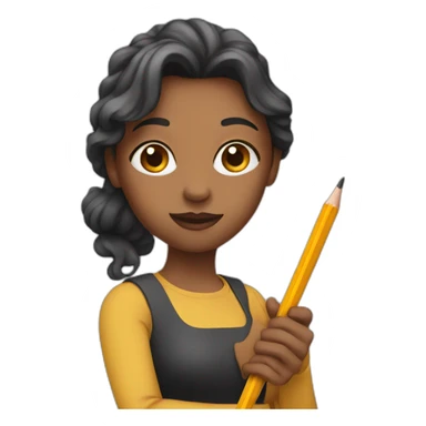 woman holding a pencil sticker