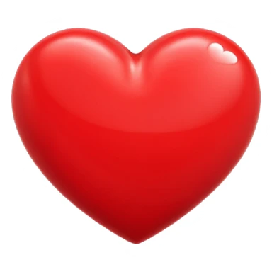 Apple-style 3D illustration of a bright red heart, centered on a clean white background, glossy and rounded, soft shadows for depth, symbolizing love, warmth, and emotion, isolated and minimal design sticker