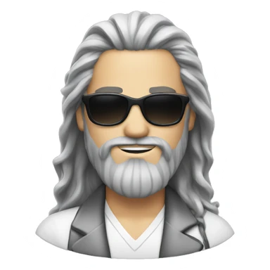 salt pepper Long  hair, male, beard,sunglasses sticker