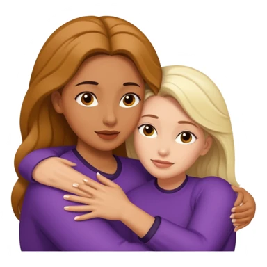 One cubby tan skin woman hug with one white woman sticker