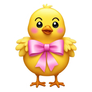 Yellow chick with pink bow sticker
