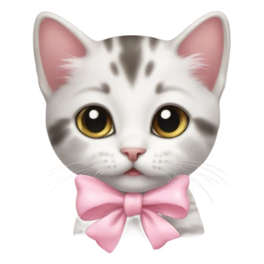 Cute kitten with a baby pink bow around neck sticker