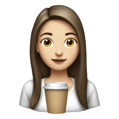 Pretty Pale brunette straight hair drinking coffee sticker
