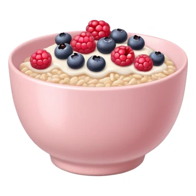 Porridge with berries in a pale pink bowl  sticker