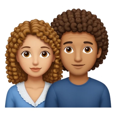 married curly girl & straight hair brown guy sticker