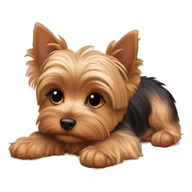 Yorkie puppy laying sticker