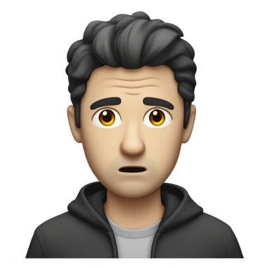 white man, dark hair, bard confused sticker