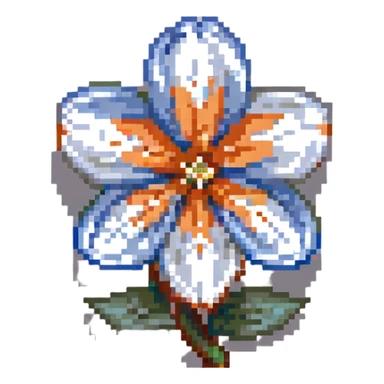 A trillium flower with three petals in orange, gray, and blue colors sticker