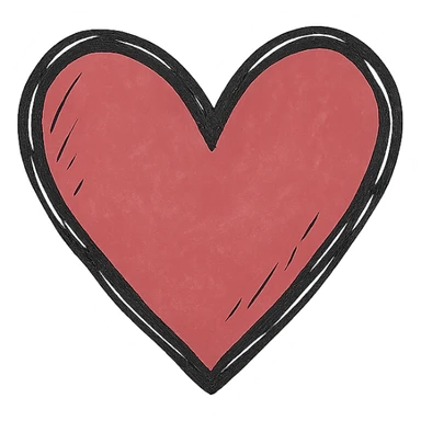 cherry red heart, hand-drawn style sticker
